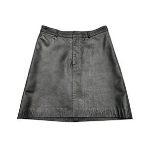 Women's - Ralph Lauren Collection (Purple Label) Gray Leather Skirt, Size 6